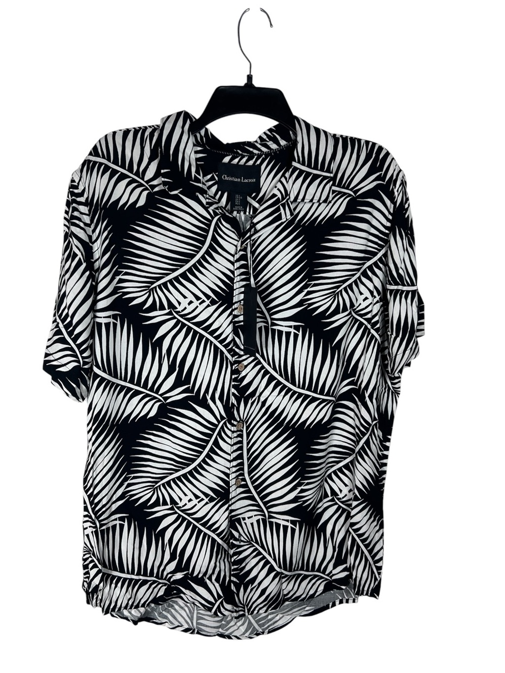 Christian Lacroix Black & White Palm Leaf Print Shirt Size L